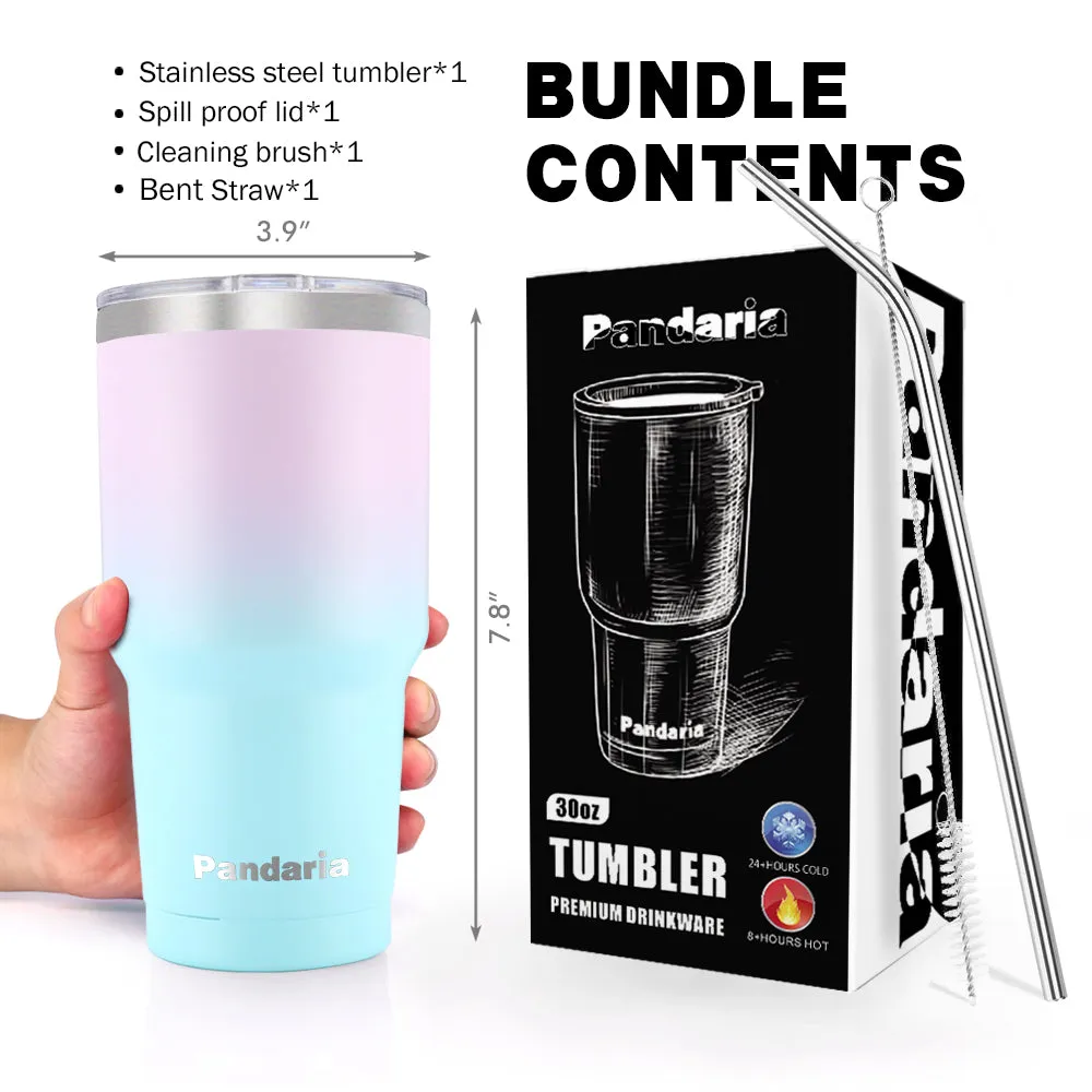 30oz Vacuum Insulated Tumbler Thermal Coffee Cup Large Travel Mug with Lid&Straw, Twilight