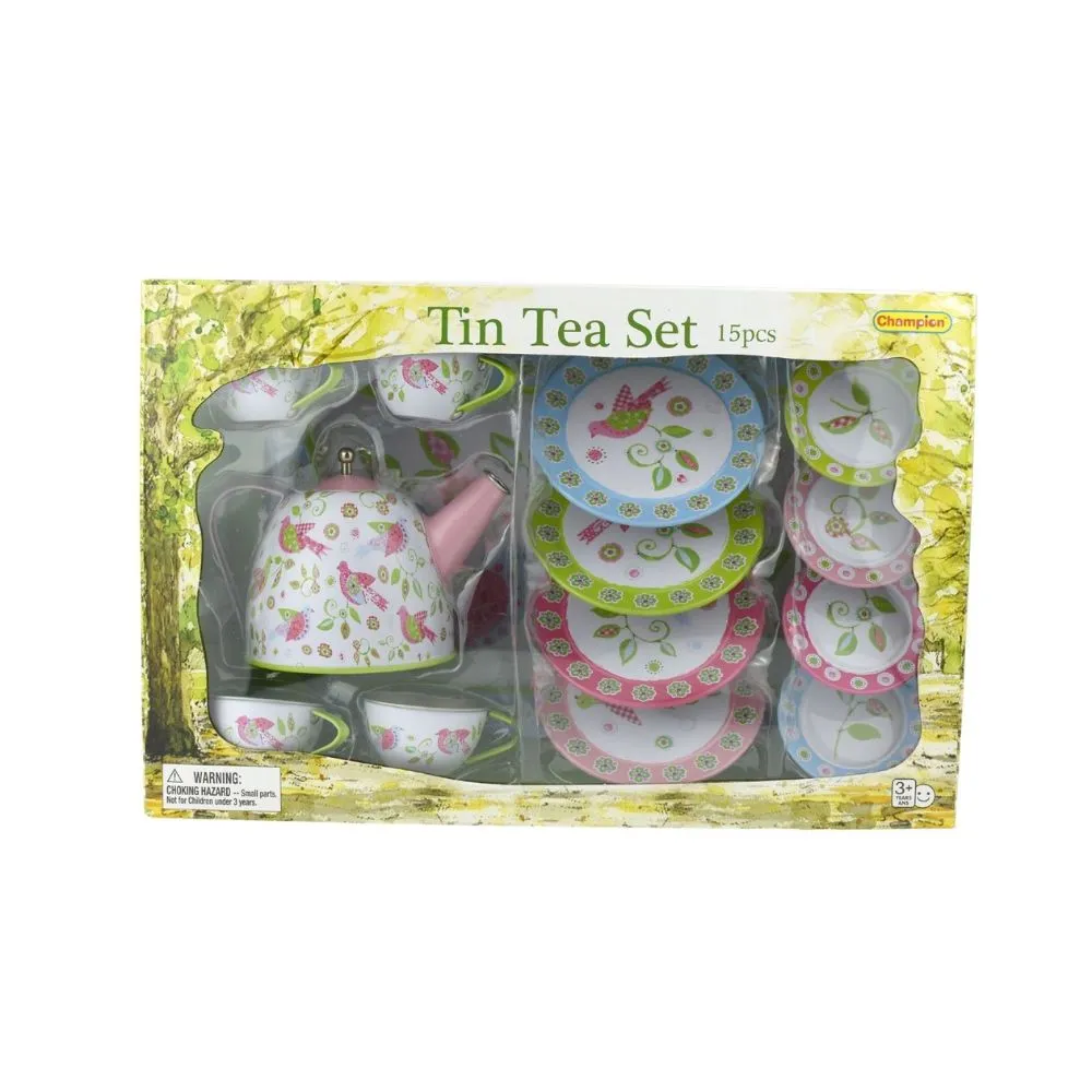 Bird Design Tin Tea Set 15 piece