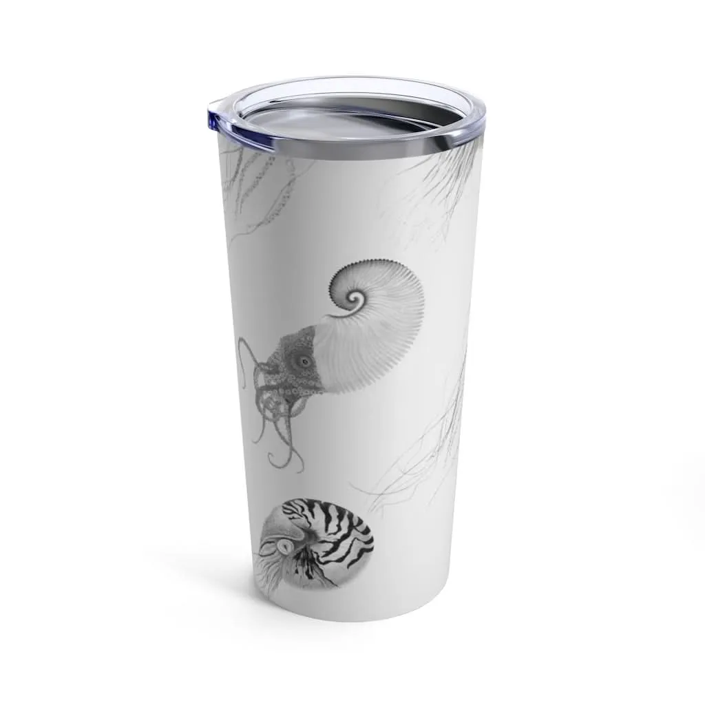 Black and White Nautilus, 20 oz Steel Tumbler