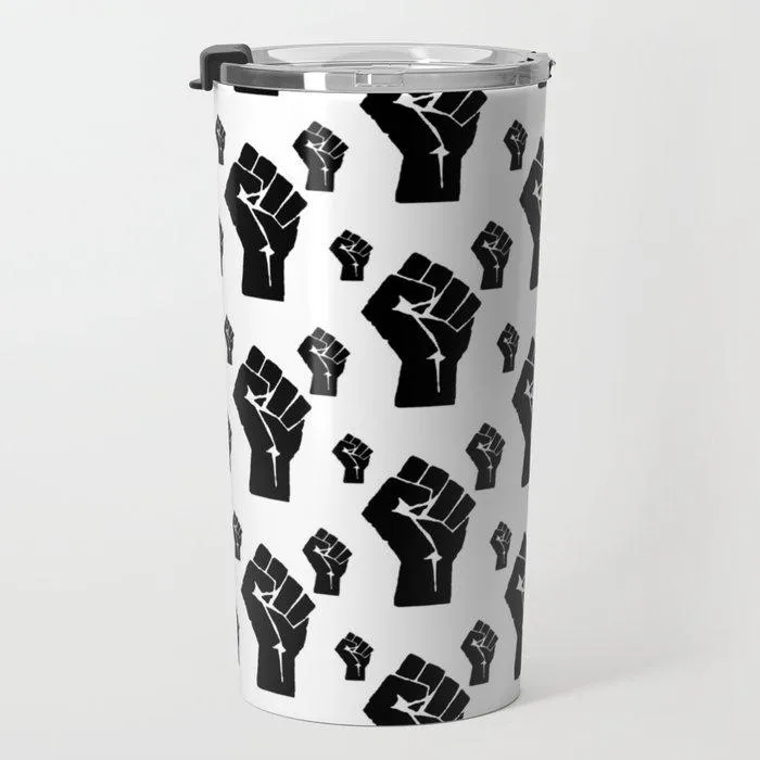 Black Power Fist Pattern Travel Mug