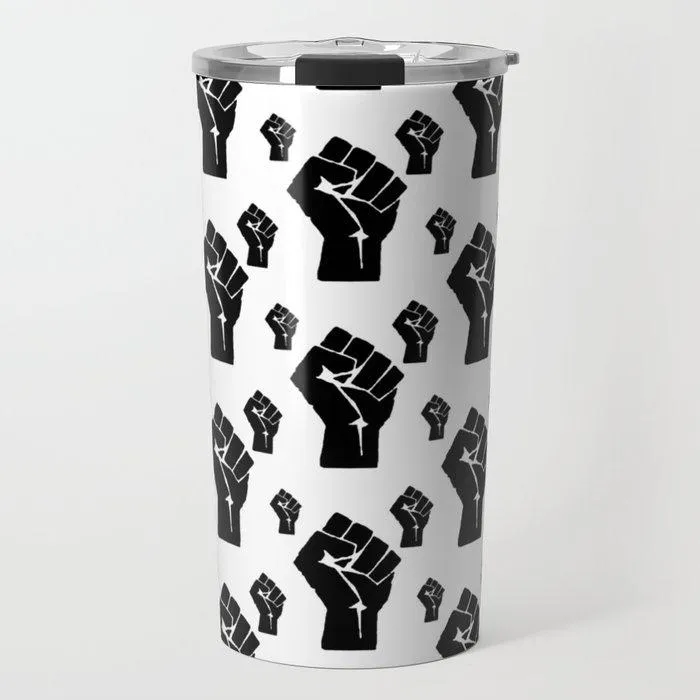 Black Power Fist Pattern Travel Mug