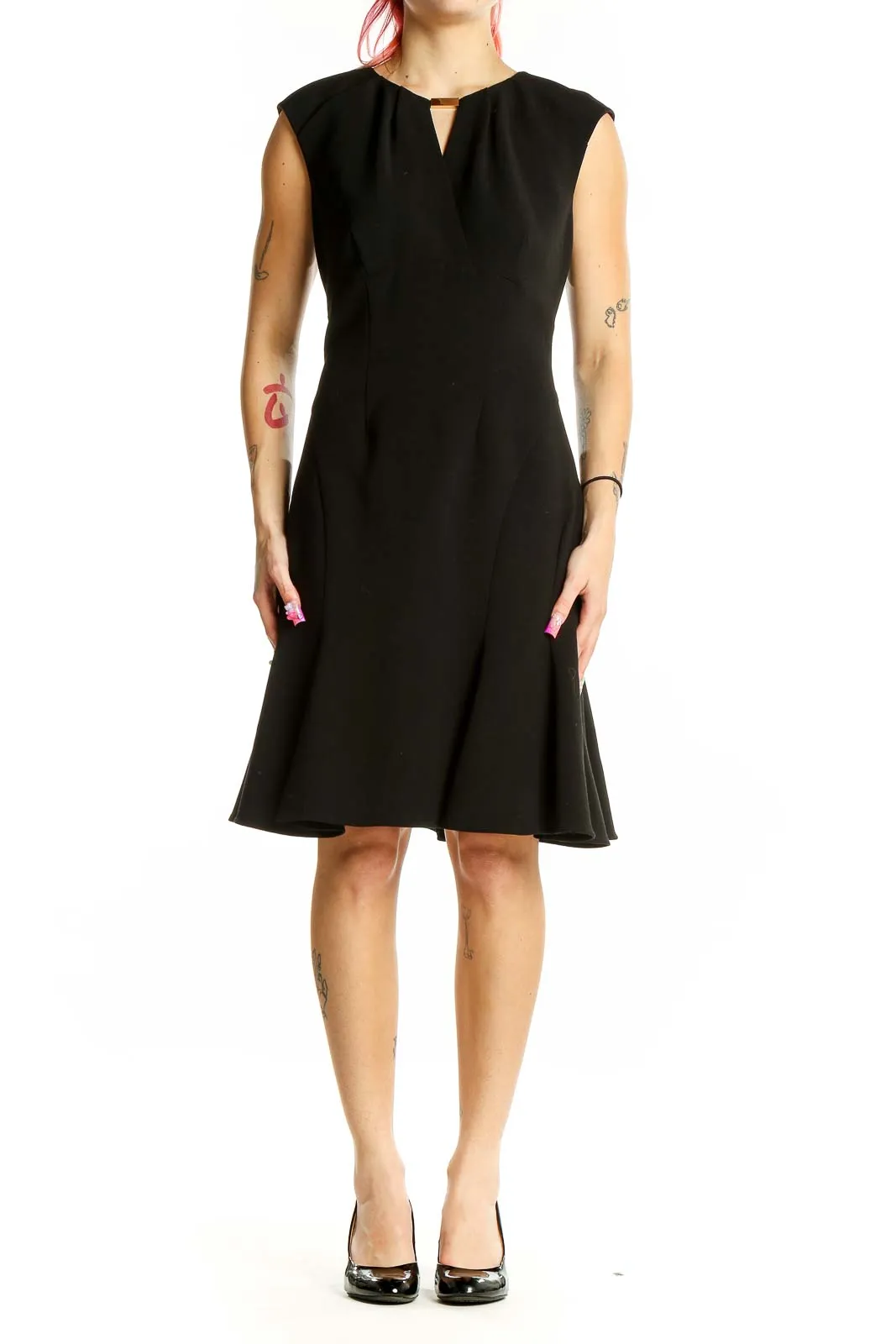 Black Sleeveless Fit-and-Flare Dress