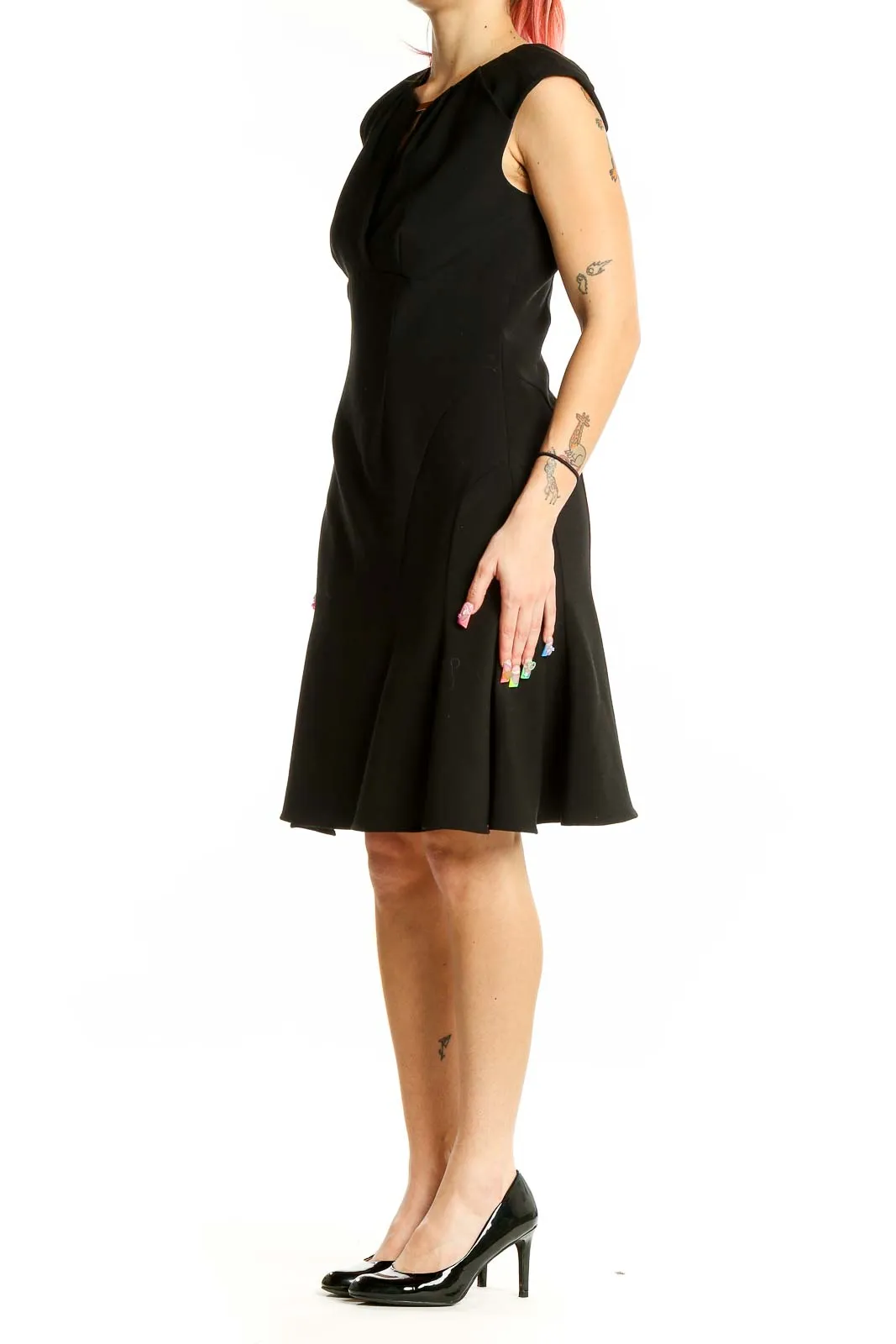 Black Sleeveless Fit-and-Flare Dress