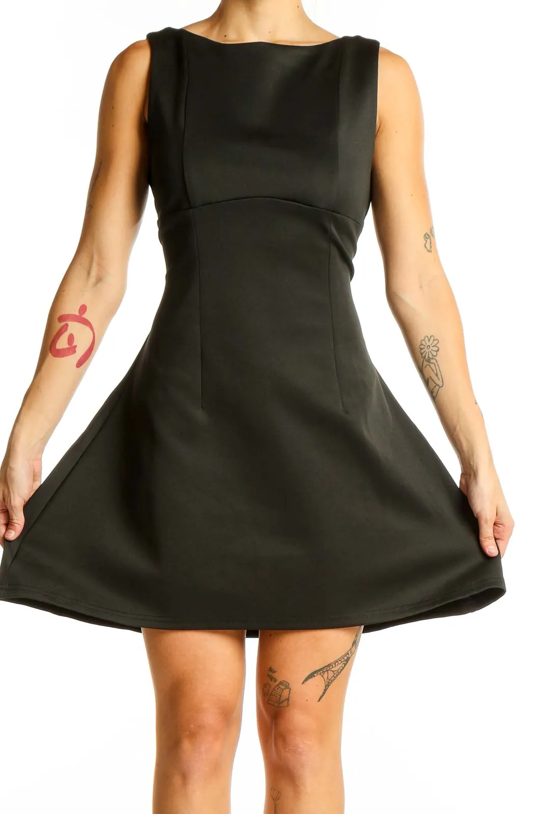 Black Sleeveless Fit-and-Flare Mini Dress