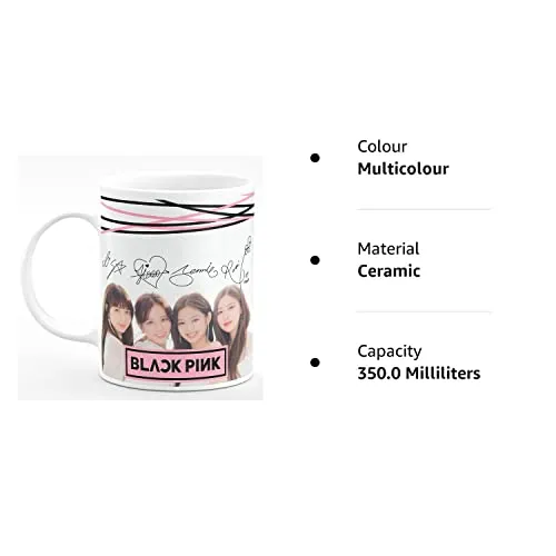 CHHAAP Blackpink Signature Mugs Gift for Kids Brother Sister Son Daughter Boys Girls Hd Printed Microwave Safe White Ceramic Coffee Mug (350 ml) (MB5 01)