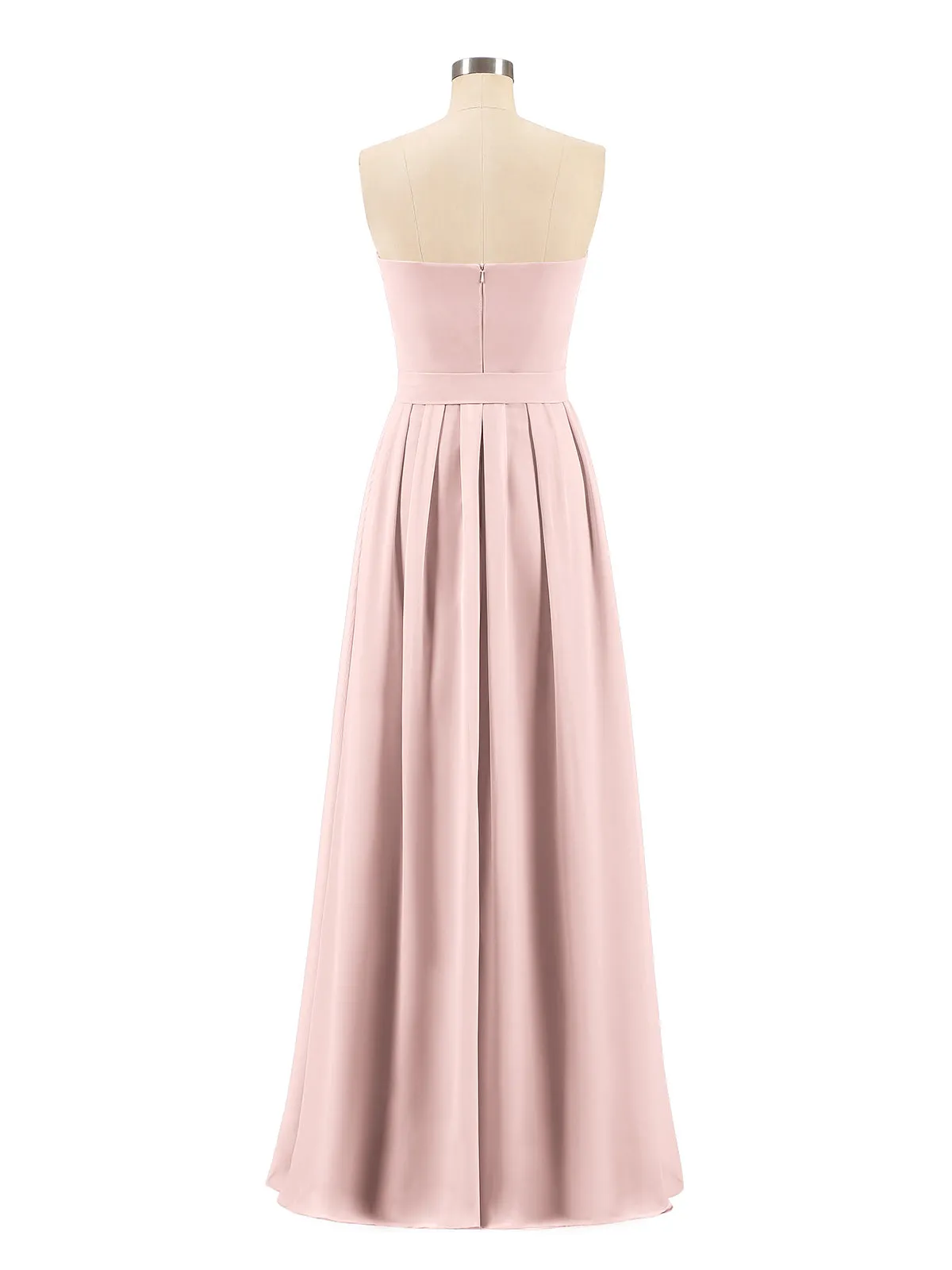 Chiffon Strapless Bridesmaid Gown with Sash-Dusty Rose