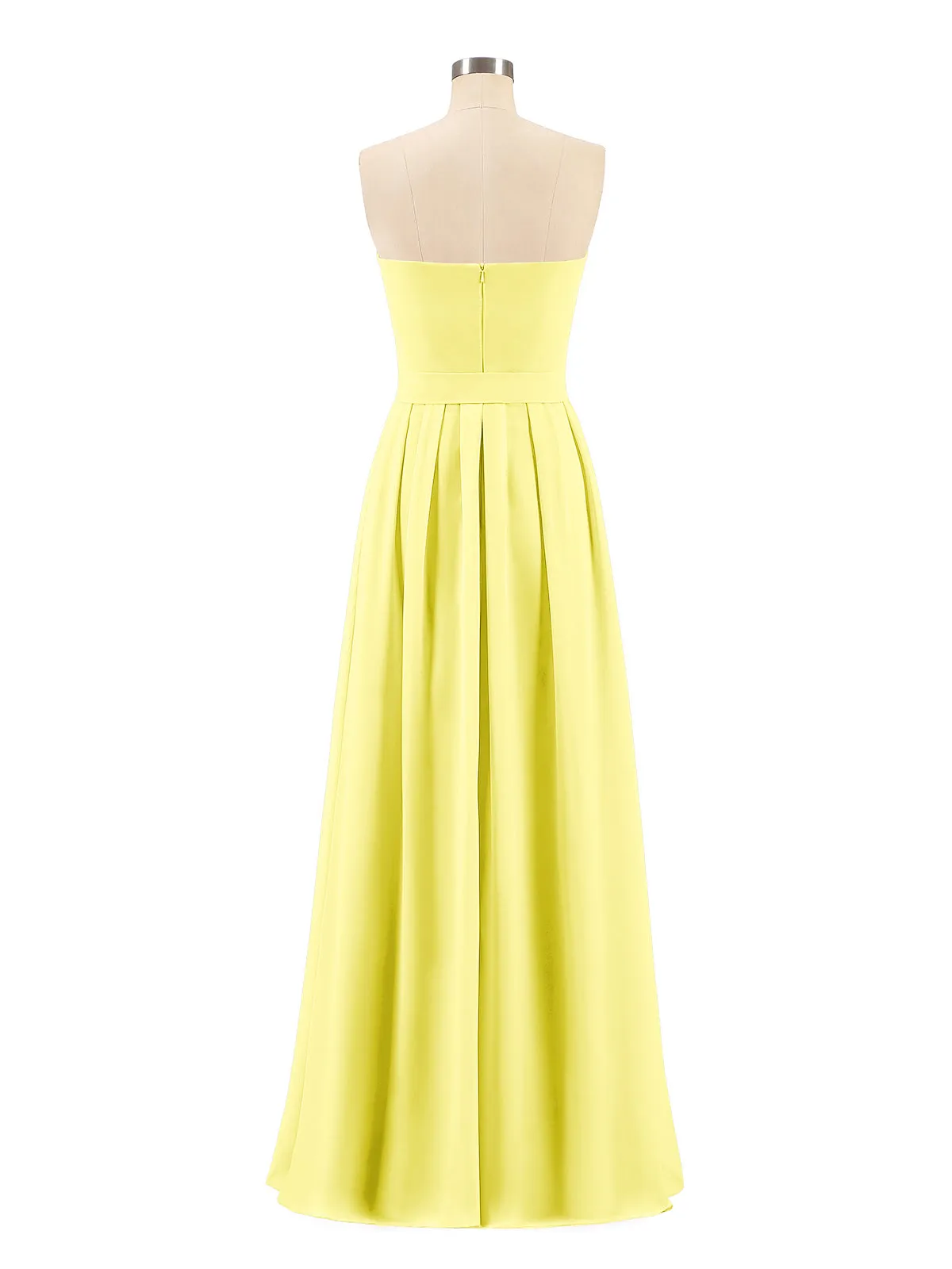 Chiffon Strapless Bridesmaid Gown with Sash-Lemon