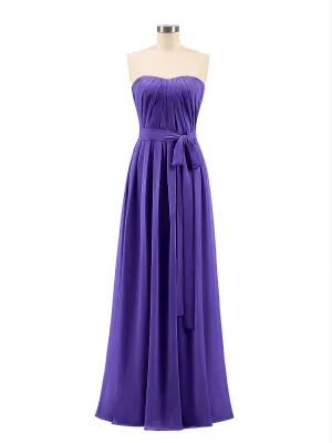 Chiffon Strapless Bridesmaid Gown with Sash-Regency