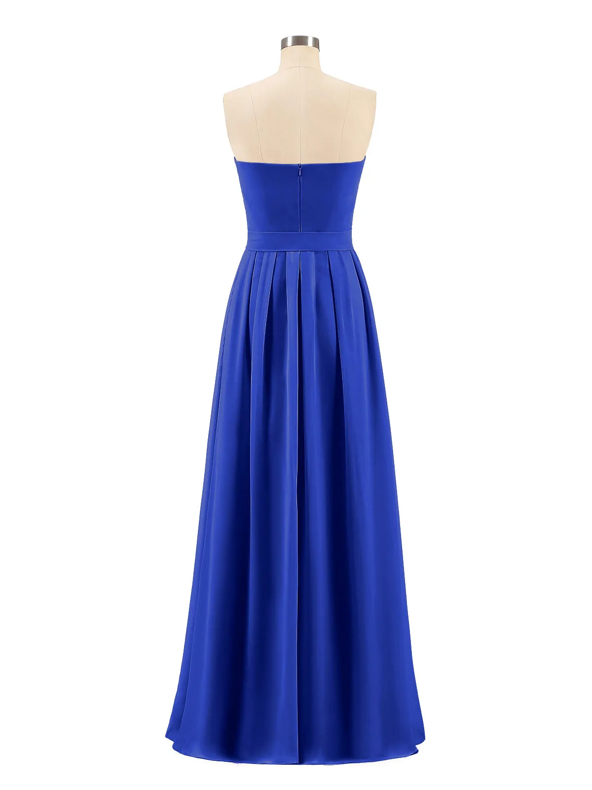 Chiffon Strapless Bridesmaid Gown with Sash-Royal Blue Plus Size