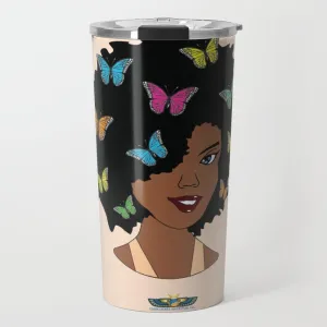 Chocolate Butterfly Afro Diva Travel Mug