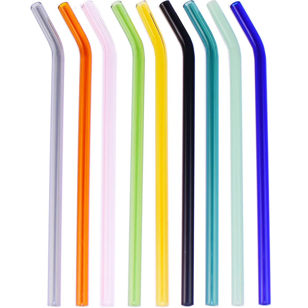 Colored High Borosilicate Environmentally Friendly Heat-resistant Curved Glass Straws