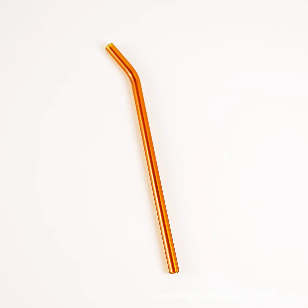 Colored High Borosilicate Environmentally Friendly Heat-resistant Curved Glass Straws