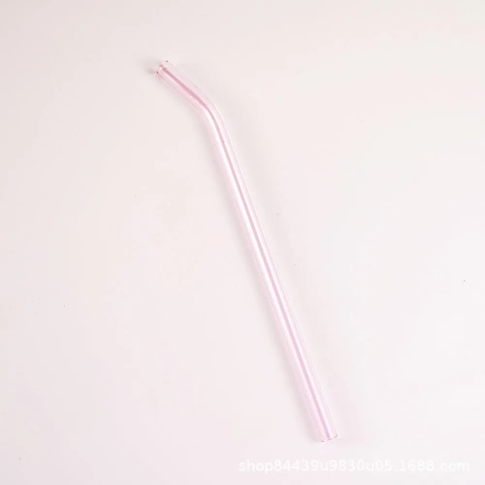 Colored High Borosilicate Environmentally Friendly Heat-resistant Curved Glass Straws