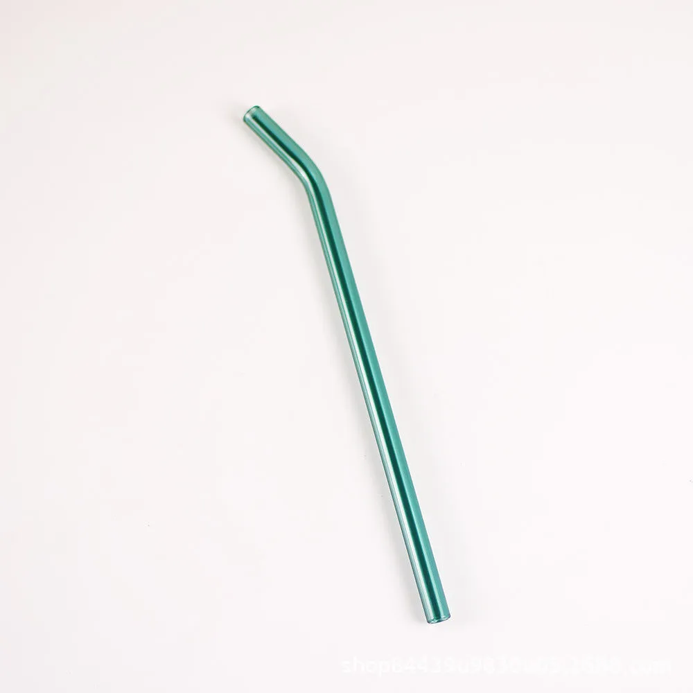 Colored High Borosilicate Environmentally Friendly Heat-resistant Curved Glass Straws