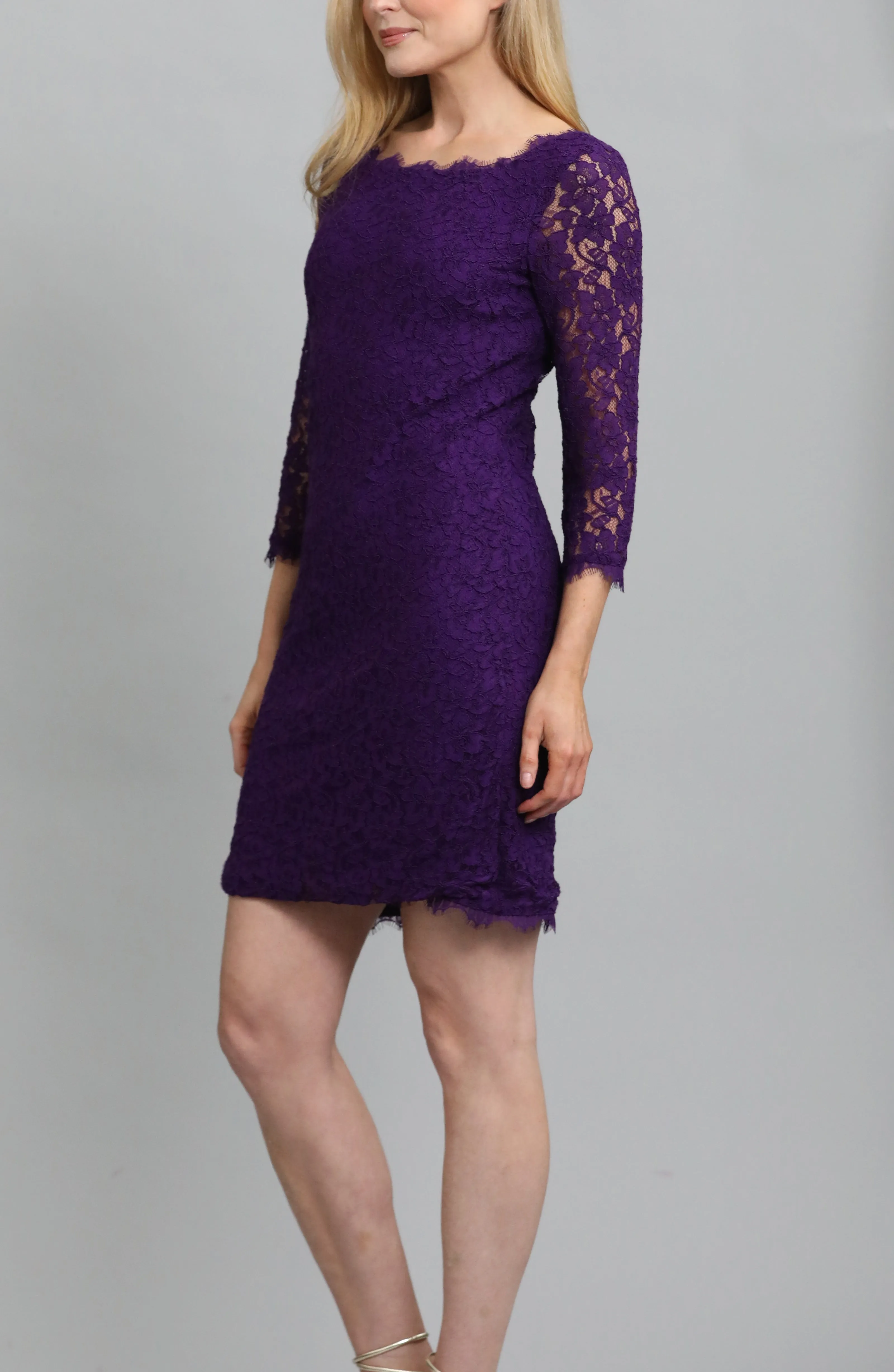 Diane Von Furstenberg purple lace midi dress