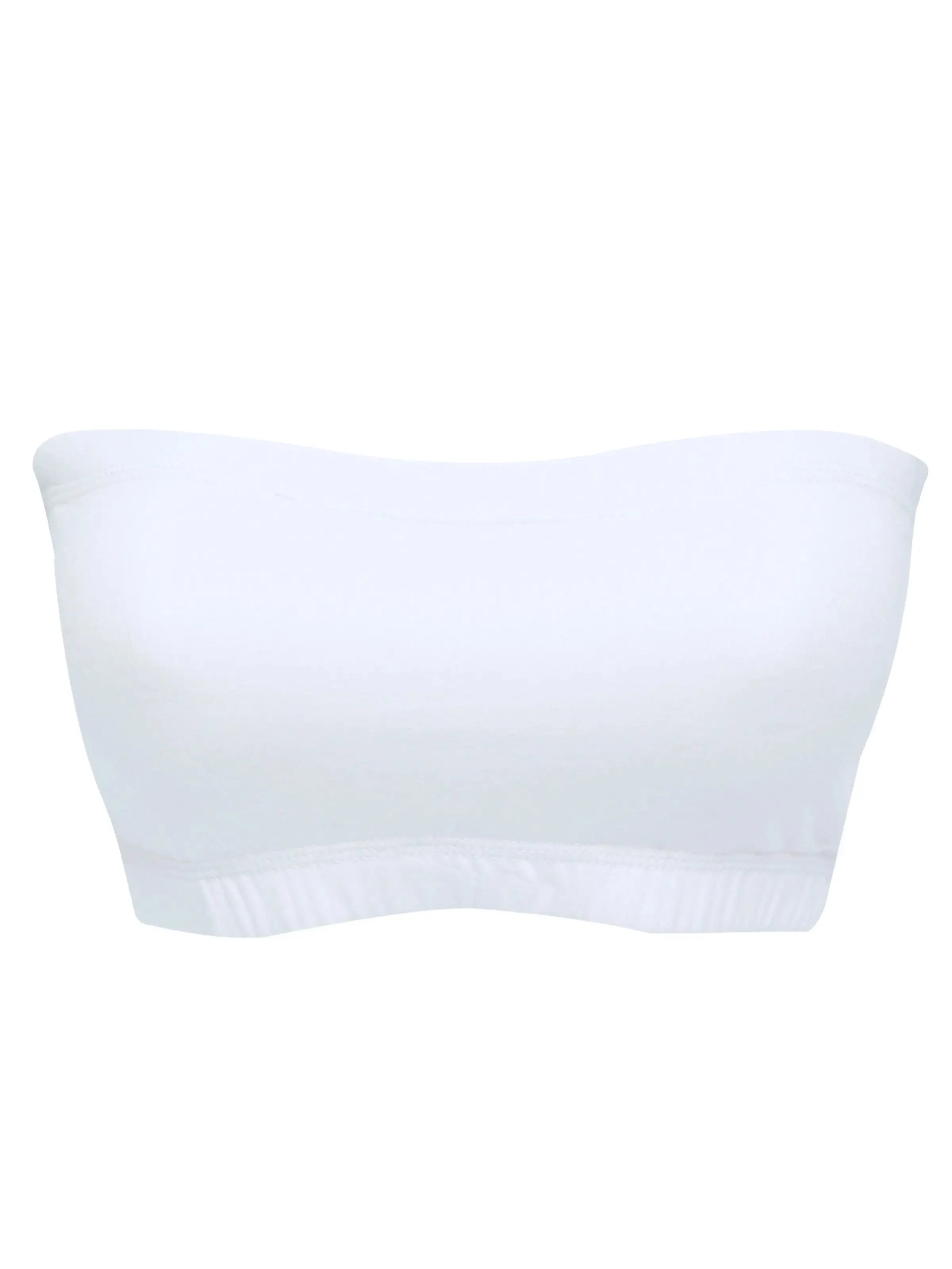 Double-Layer Cotton Tube Bra | Non-Padded Strapless Bra | Solid White Bra