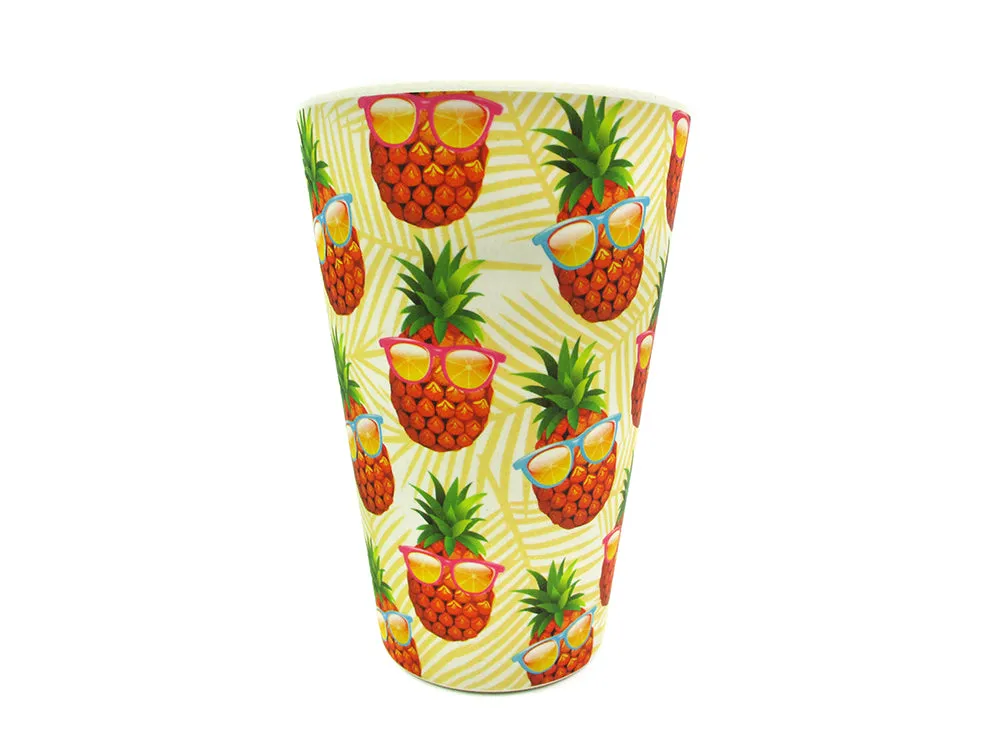 Eco-Friendly Reusable Plant Fiber Travel Mug with Pineapple Sunglasses Design