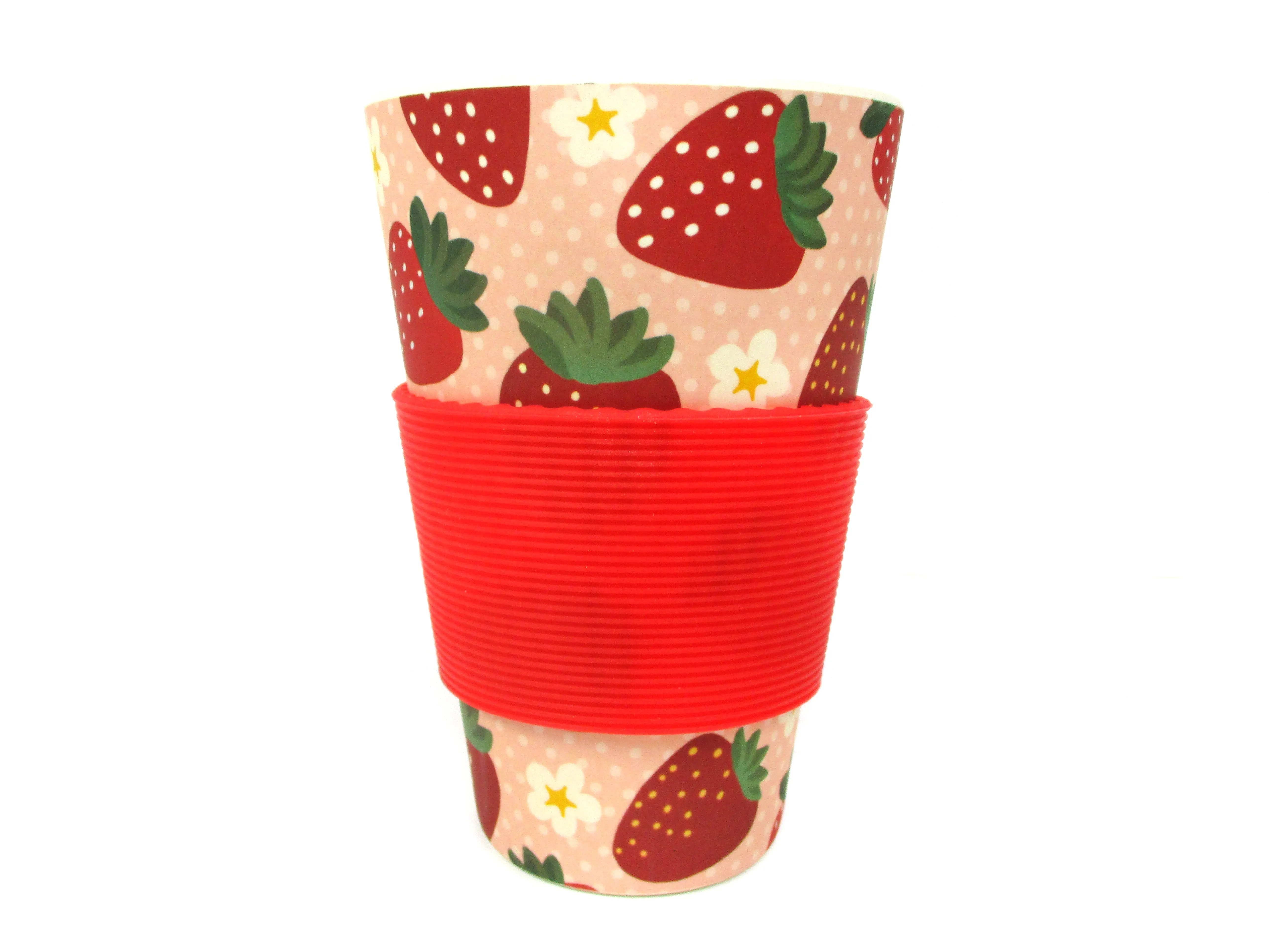 Eco-Friendly Reusable Plant Fiber Travel Mug with Strawberry Design