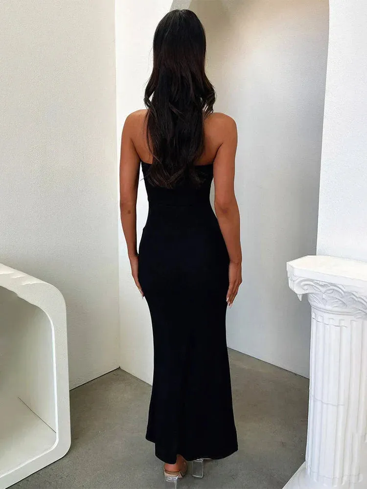 Elegant Long Slim Bodycon Spring Backless Sexy Maxi Dress