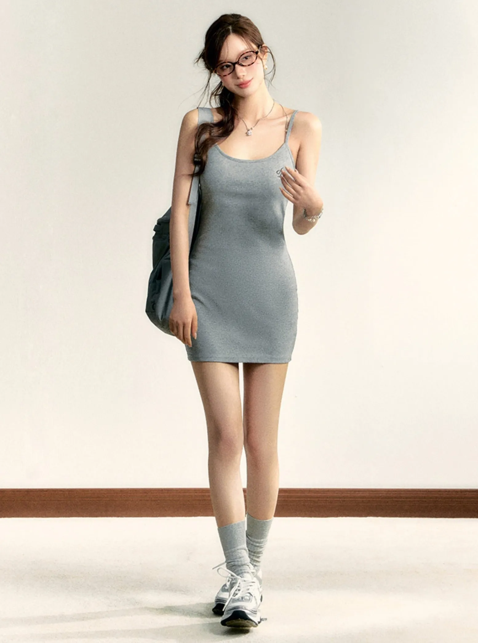 Fitted Spaghetti Strap Mini Dress - Soft Jersey Bodycon Tank Dress