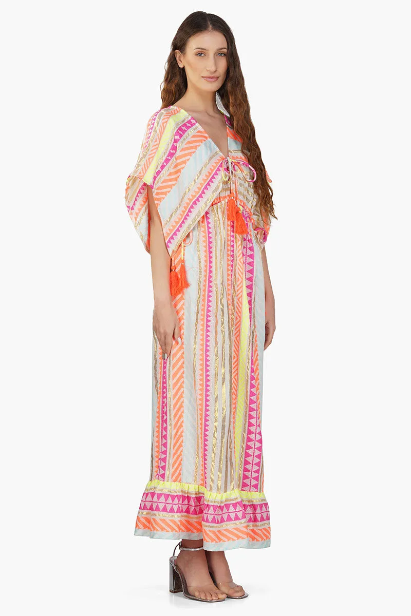 Fluorescent Striped Maxi Dress