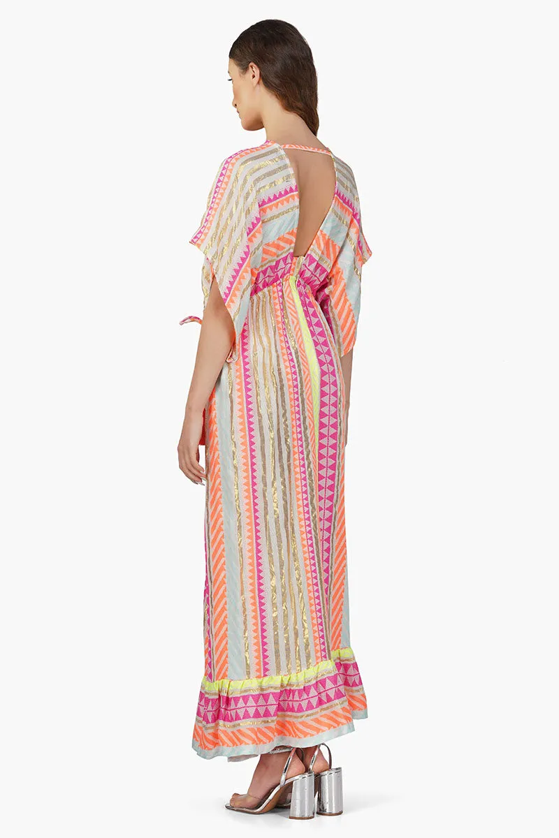 Fluorescent Striped Maxi Dress