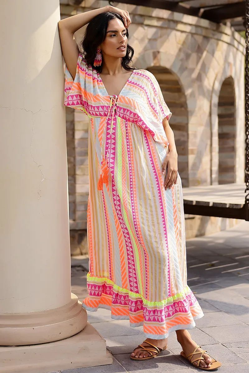 Fluorescent Striped Maxi Dress