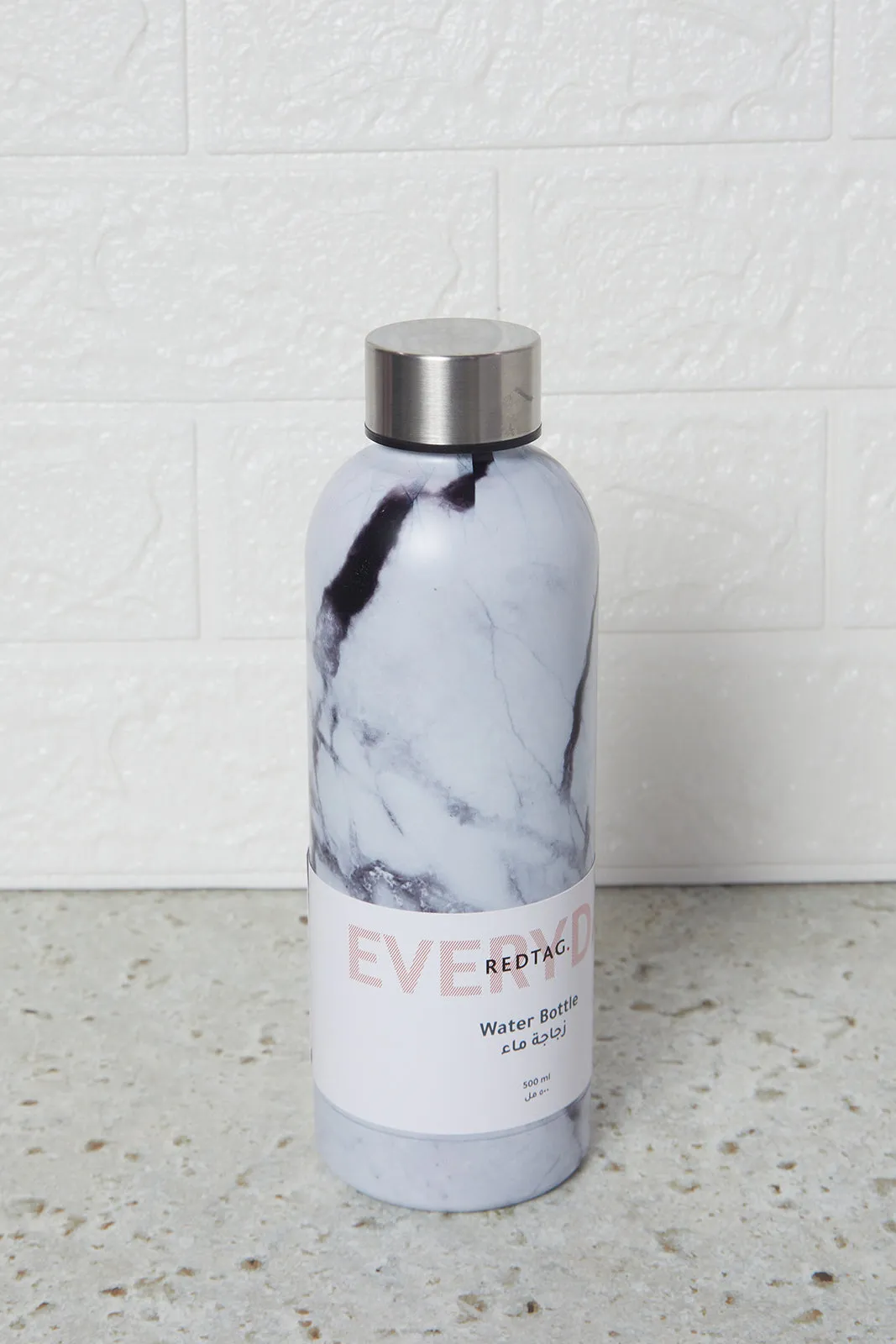 Grey Marble Print Water Bottle (500ml)