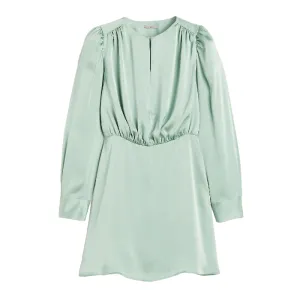 H&M Gathered Satin dress, mint