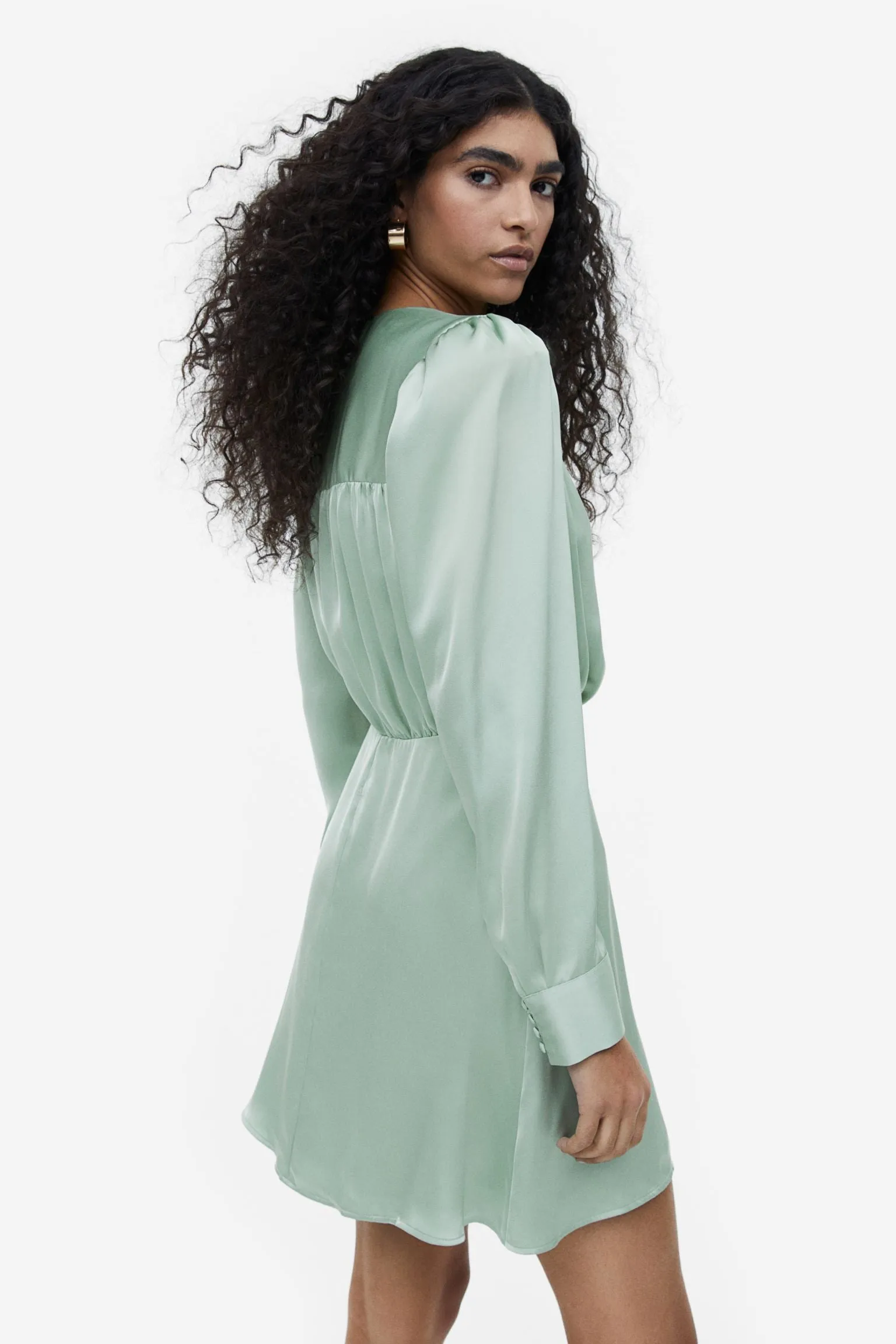 H&M Gathered Satin dress, mint