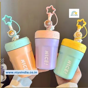 Insulated Stainless Steel Mug for Kids with Star Design Straw | Attractive & Stylish Mug