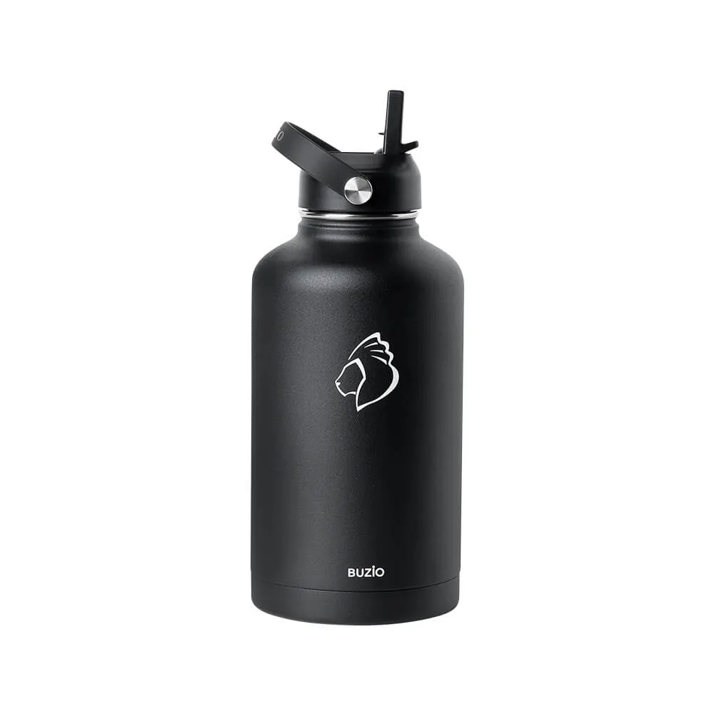 Insulated Water Bottles with 2 Lids | Black | 64oz