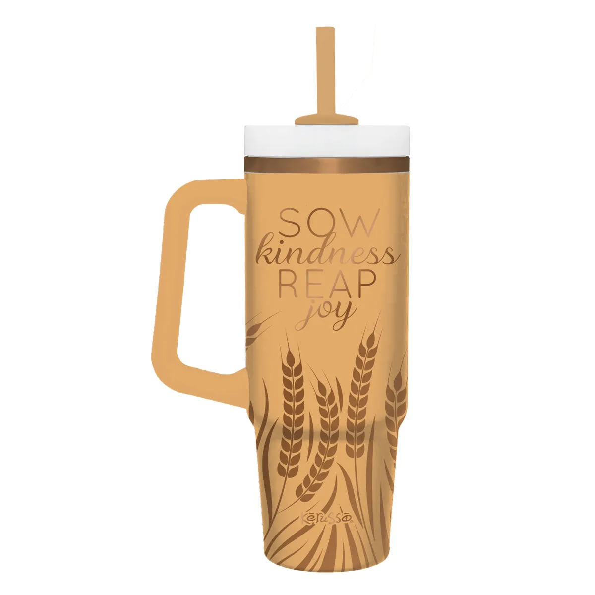 Kerusso 30 oz Stainless Steel Mug With Straw Sow Kindness