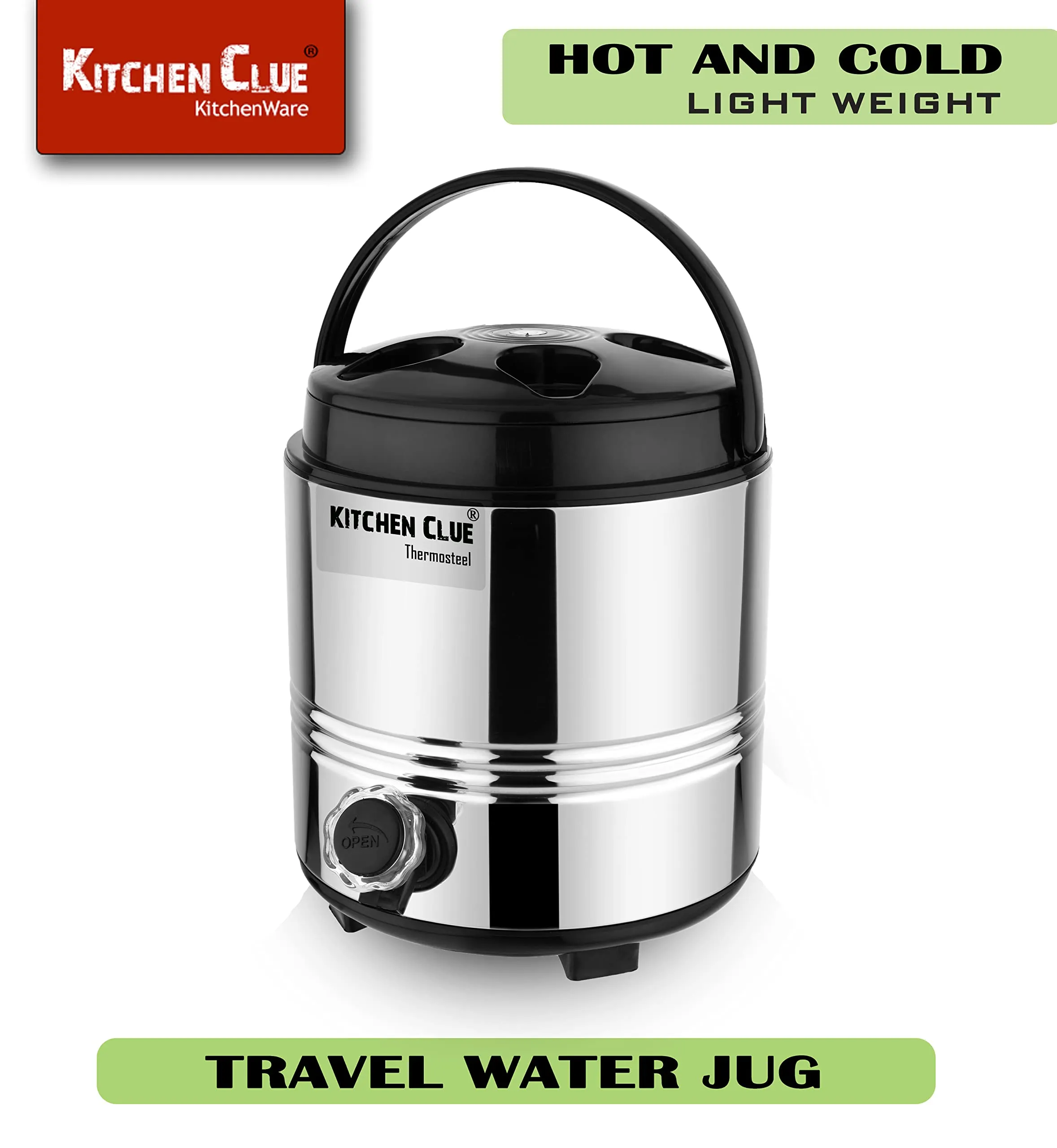 KITCHEN CLUE Aqua Water/Tea Dispenser 5 Liter with Handle I PUF Insulated Thermosteel Tea/Coffee Pot with Tap I Easy to Clean & Maintain I Highly Durable I Ideal for Gifting (5 Liters)