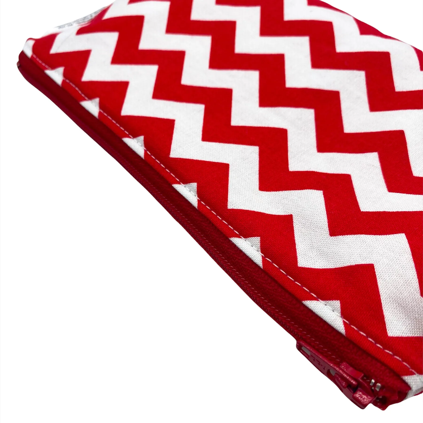 Knick Knack Sized Reusable Zippered Bag Chevron Red