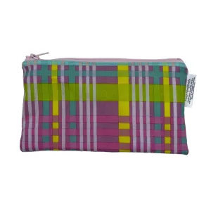 Knick Knack Sized Reusable Zippered Bag Gingham Plaid Blue Green Pink Yellow