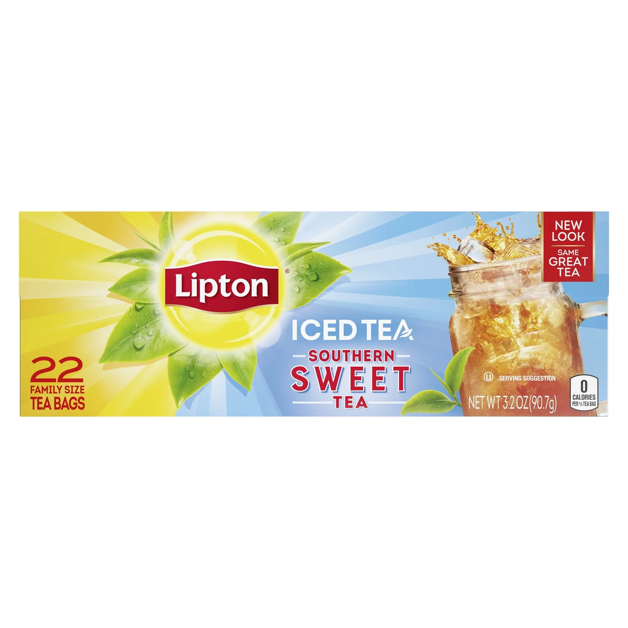 Lipton Family Sized Iced Southern Sweet Black Tea, Caffeinated, Tea Bags 22 Count