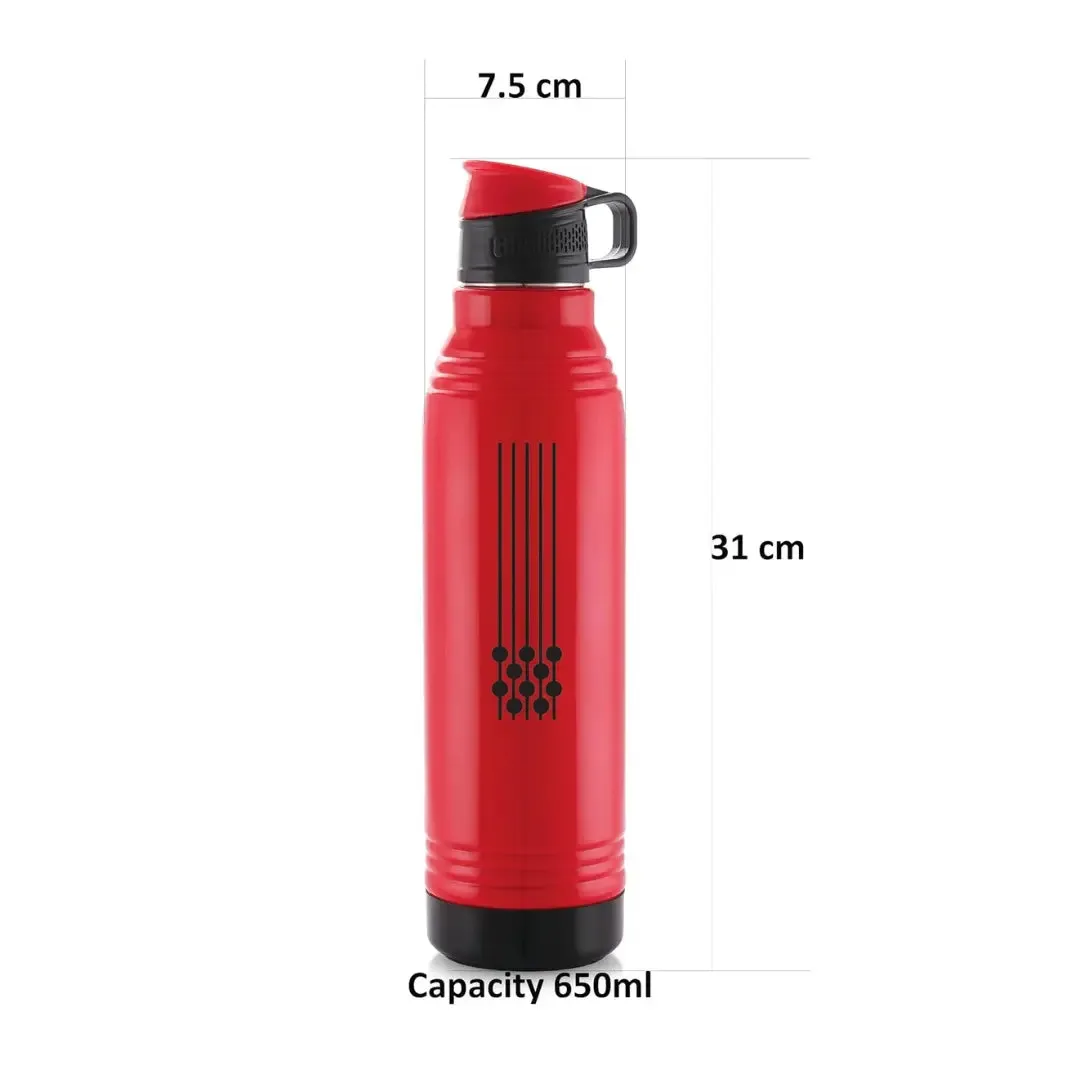 Liza Stainless Steel Smart Insulated Bottle - 650ml Red: Perfect for Kids, Home, School