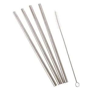 Metal Smoothie Straws & Cleaning Brush 4 Pack