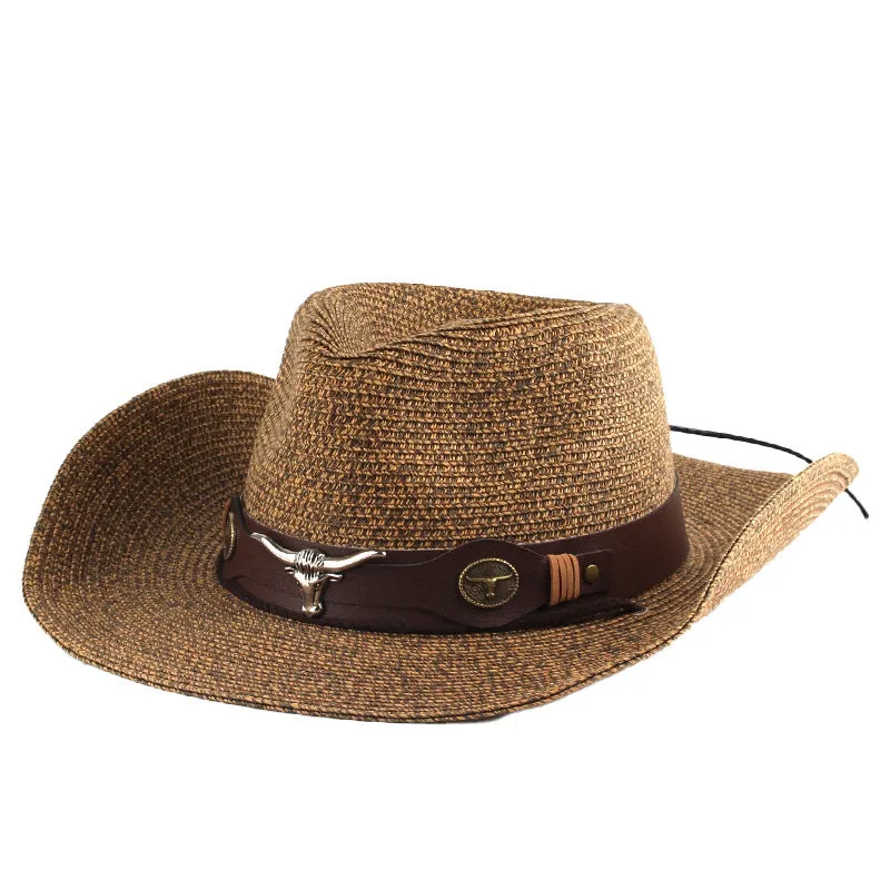 Mixed color straw hat European and American western cowboy straw hat outdoor sun hat for men and women available