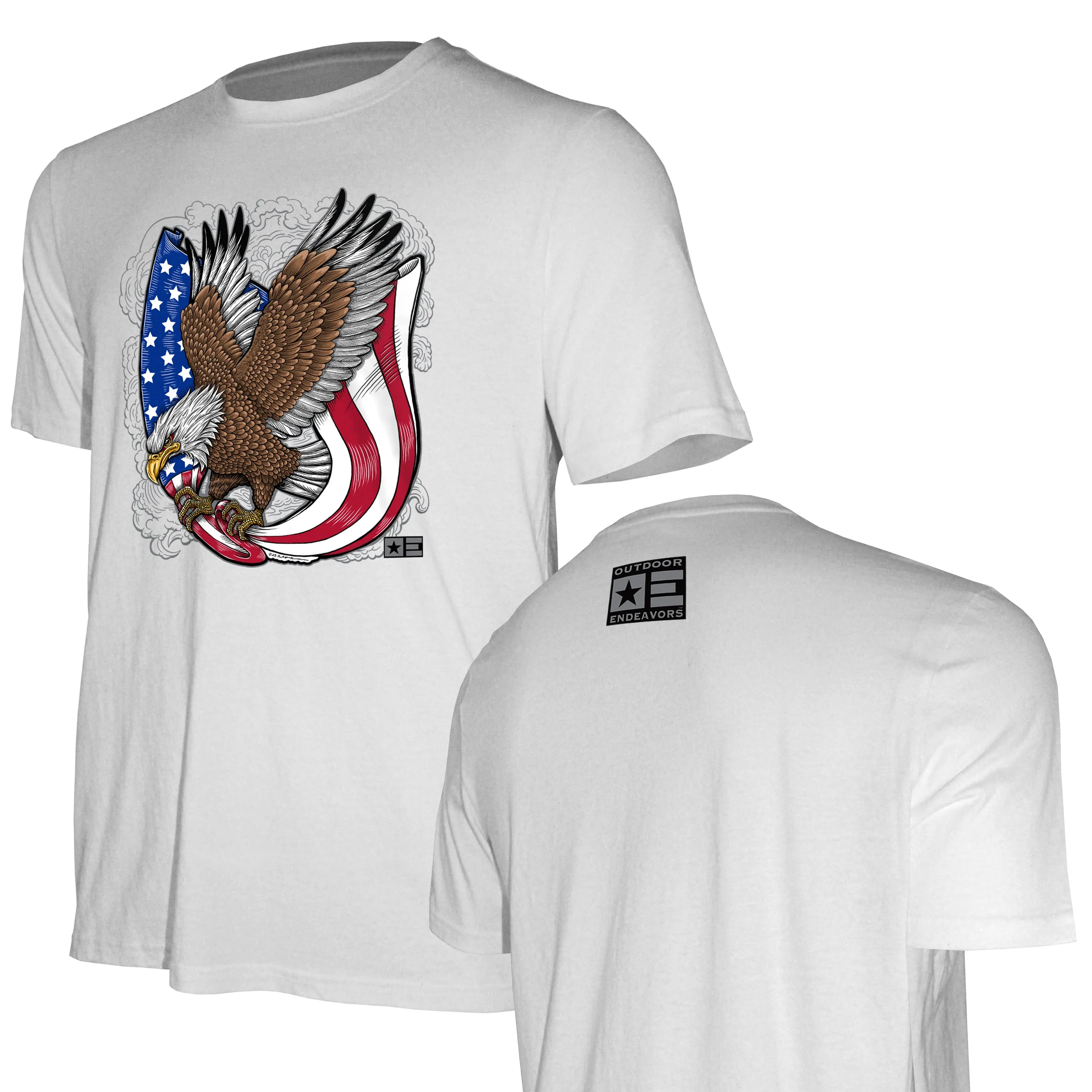 Outdoor Endeavors Patriotic - Graphic Tee - Retro Tattoo Eagle - Front Print