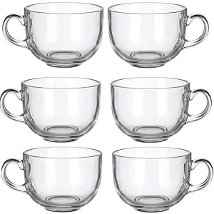 PATRANI FASHION Crystal Round Tea Cups 150 ML Set of 6 Glass Transparent Coffee Mugs with Handle, Clear Glass Tea Cup Set for Coffee, Tea, Milk, Hot & Cold Beverage Tea Cup (Round Tea Cup)