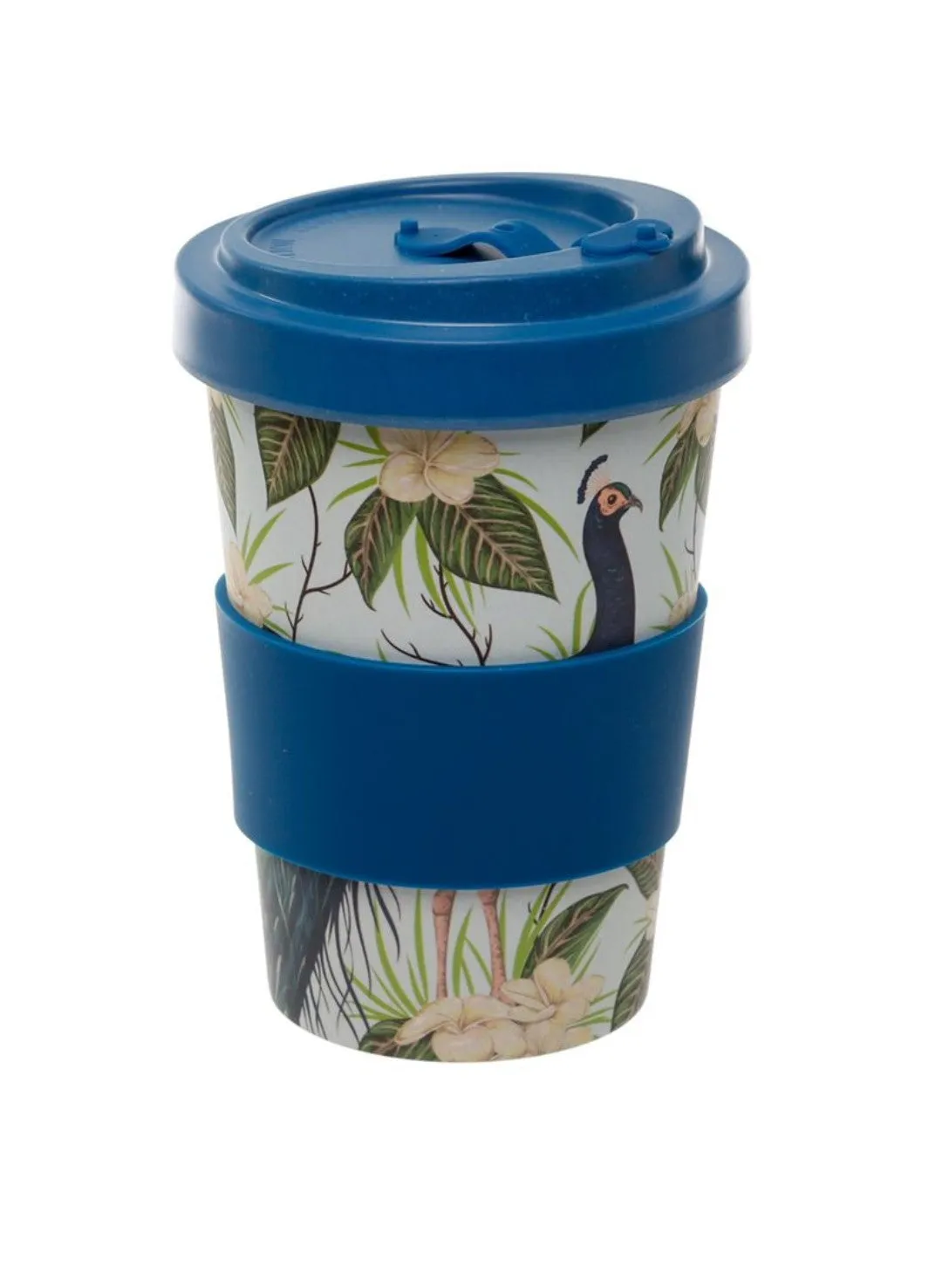 Peacock Print Bamboo Travel Mug