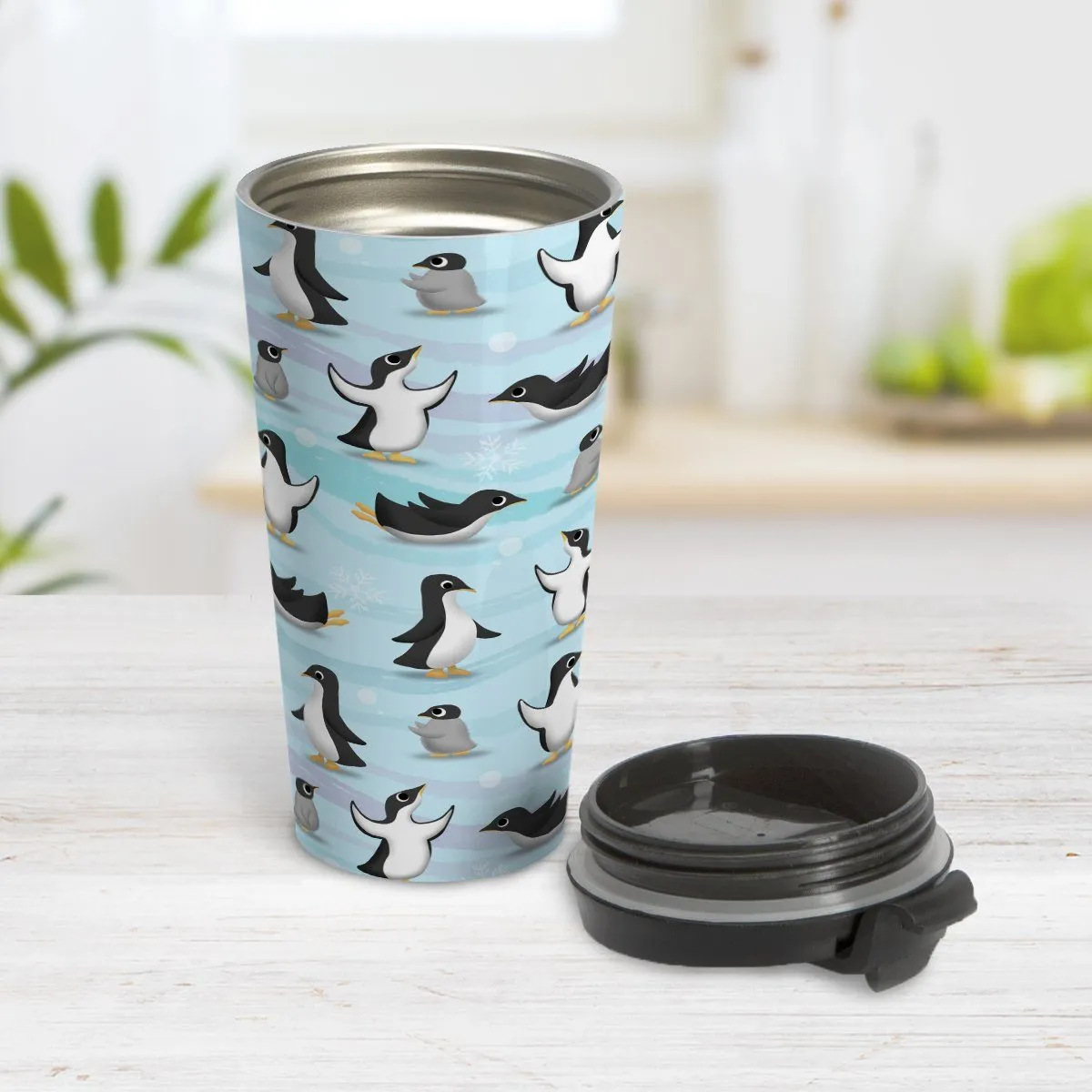 Penguin Parade Pattern Travel Mug