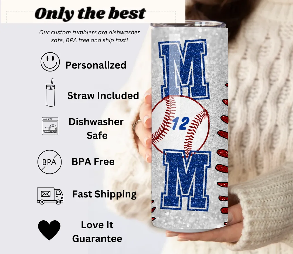 Personalized Baseball Mom Tumbler