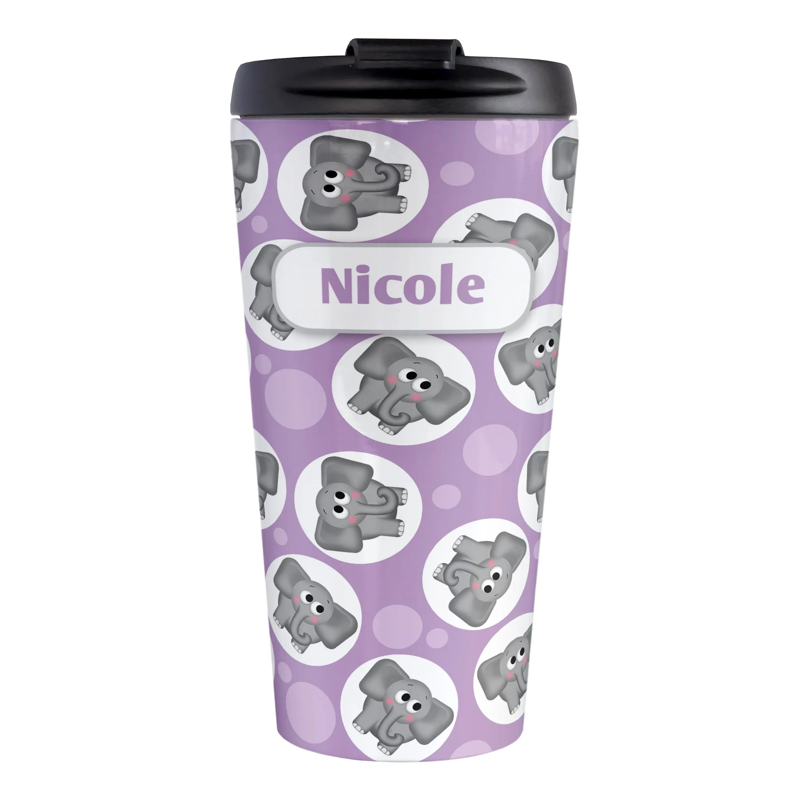 Personalized Cute Purple Elephant Pattern Travel Mug