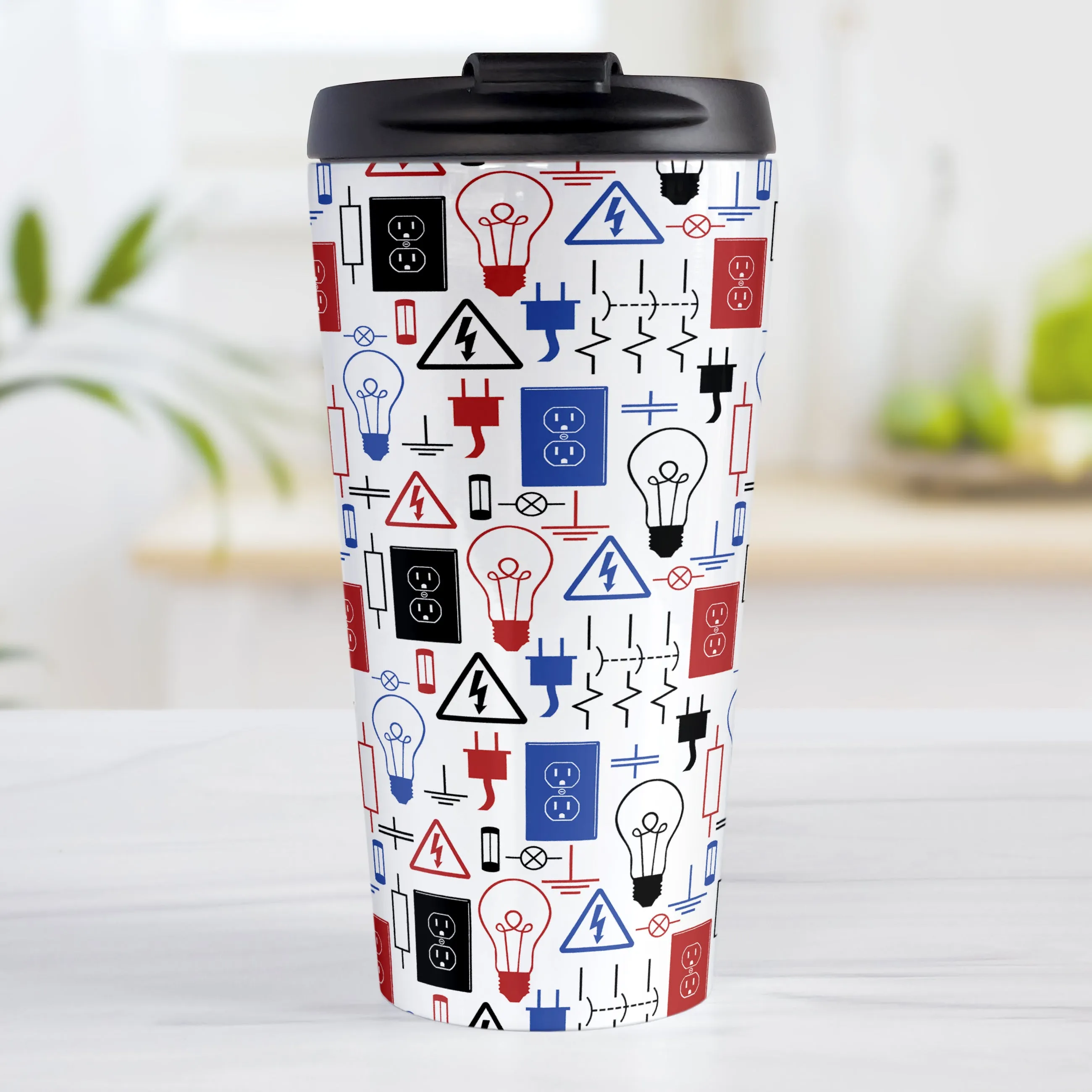 Red Blue Electrical Electrician Travel Mug