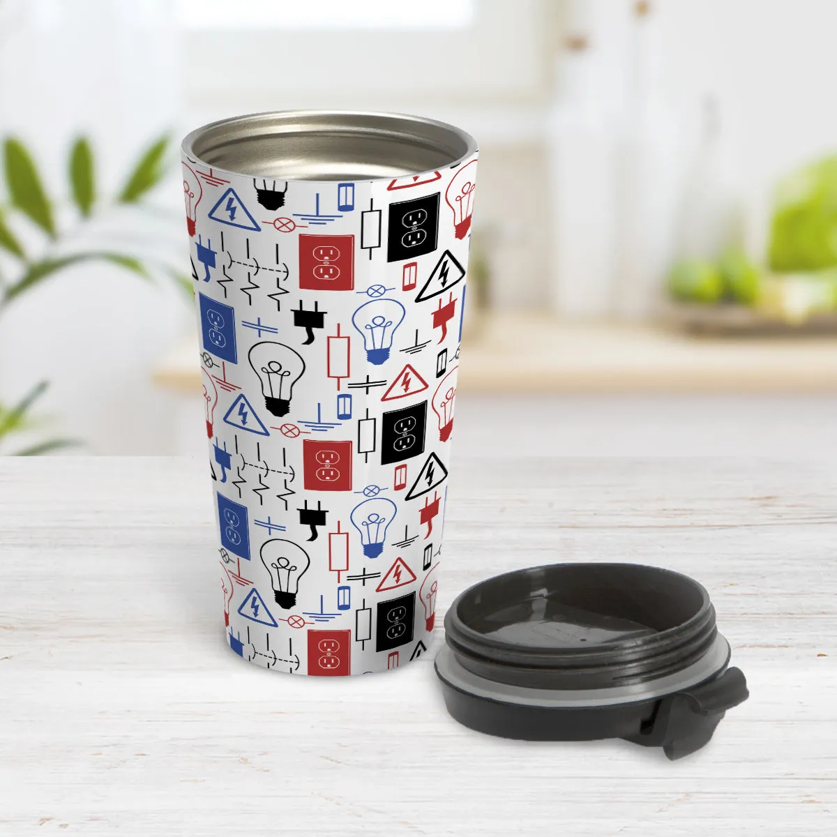 Red Blue Electrical Electrician Travel Mug