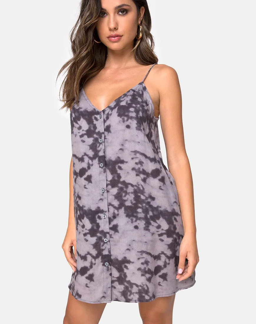 Sanna Slip Dress in Bleached Tie Dye Grey