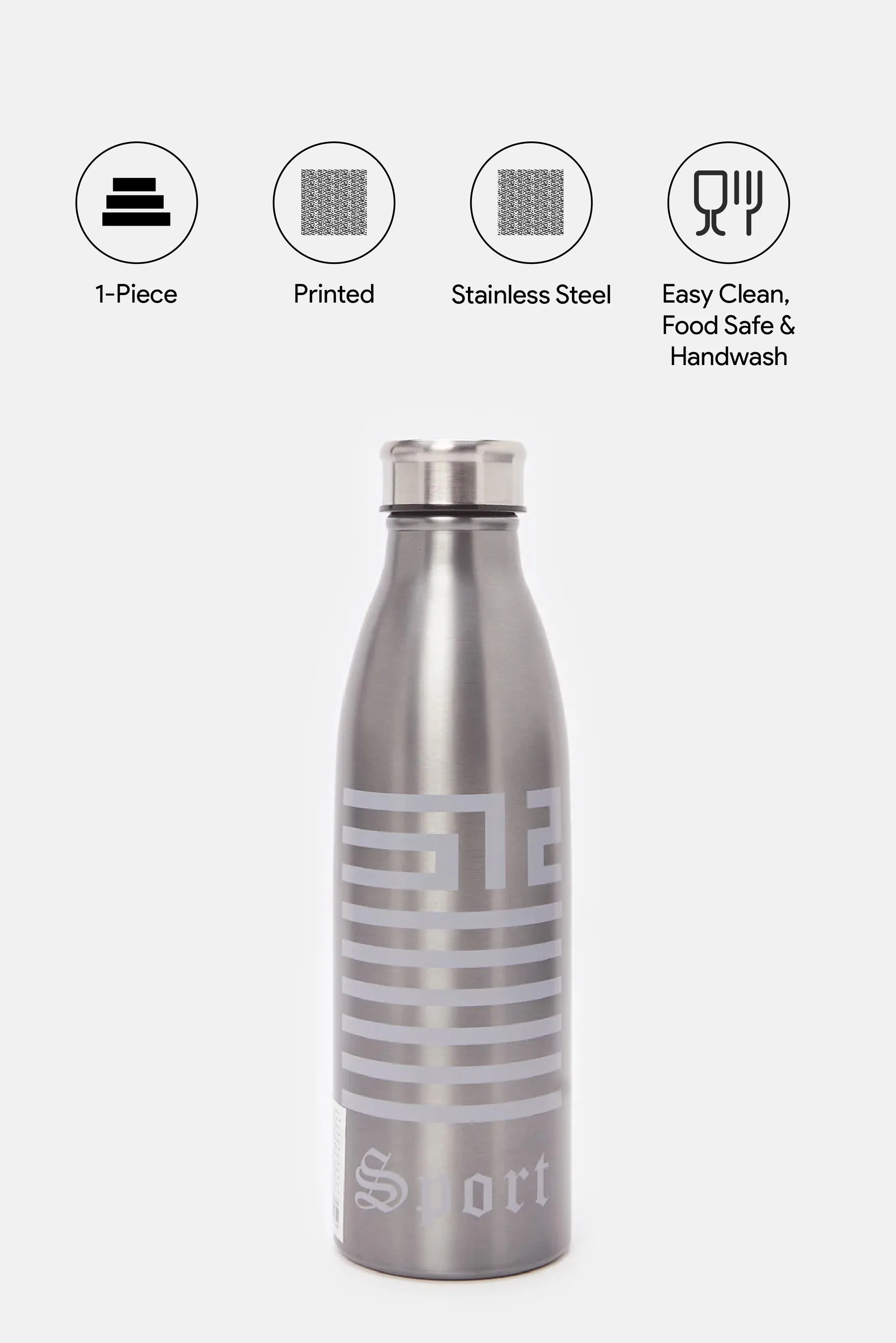 Silver Printed Water Bottle